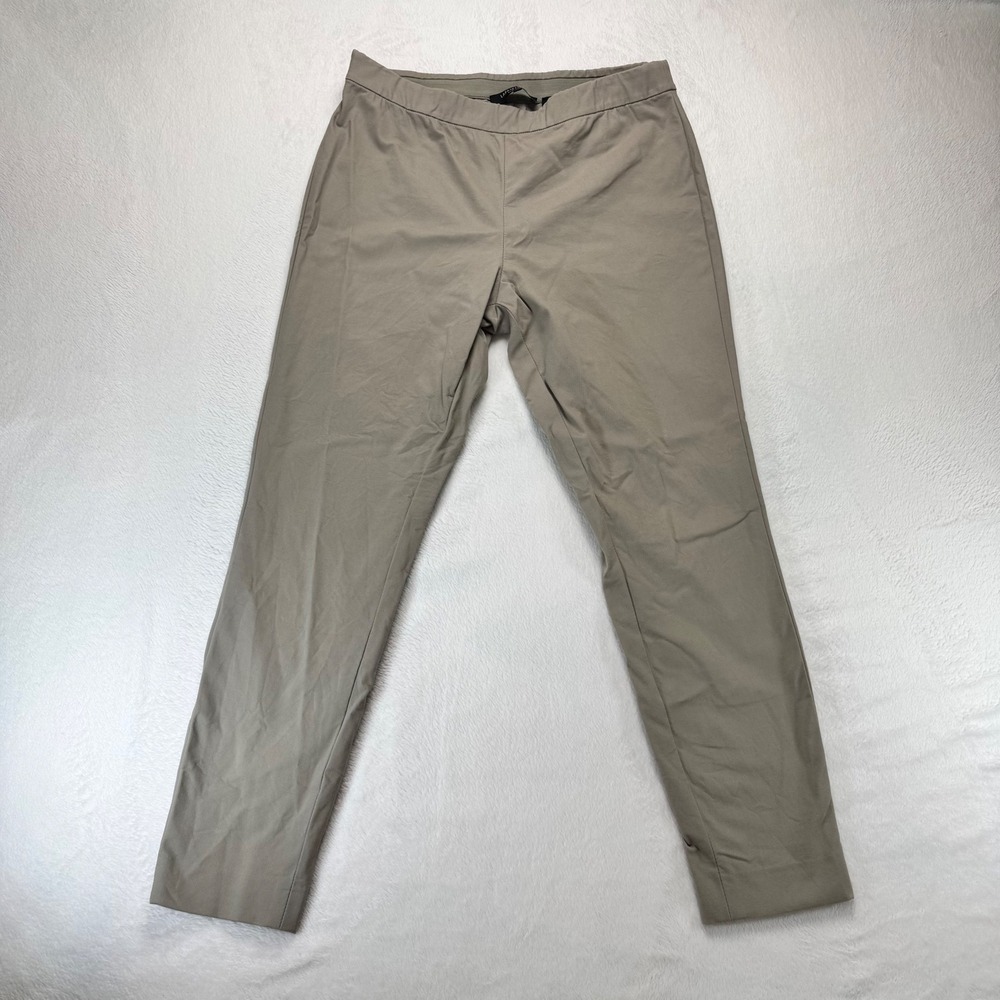 Lafayette 148 New York Murray Pull On Pants Taupe Tan Stretch Tapered Size M